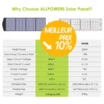 Acheter ALLPOWERS SP033 Panneau solaire portable 200W meilleur tarif